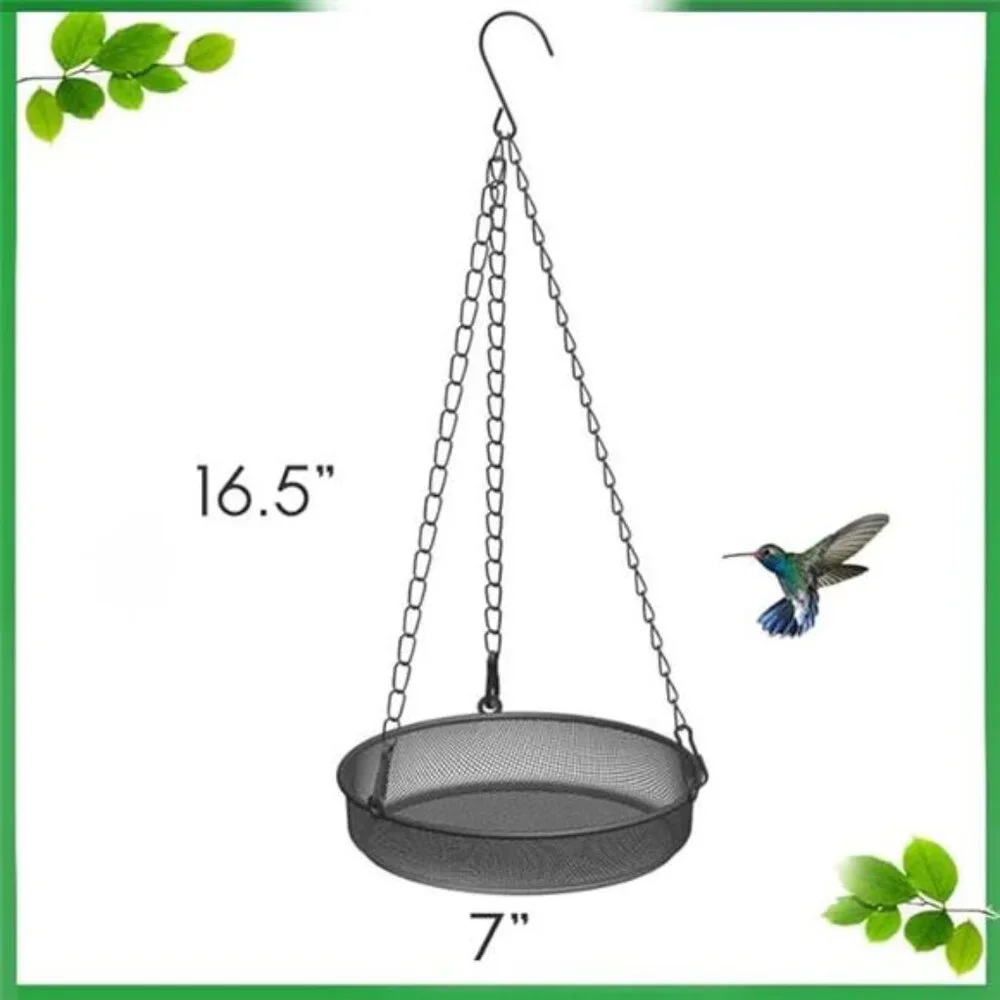 2 Pack Hanging Bird Feeder for Garden Yard Outside - Metal Mesh Platform Tray